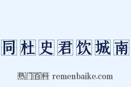 同杜史君饮城南是什么意思的图片